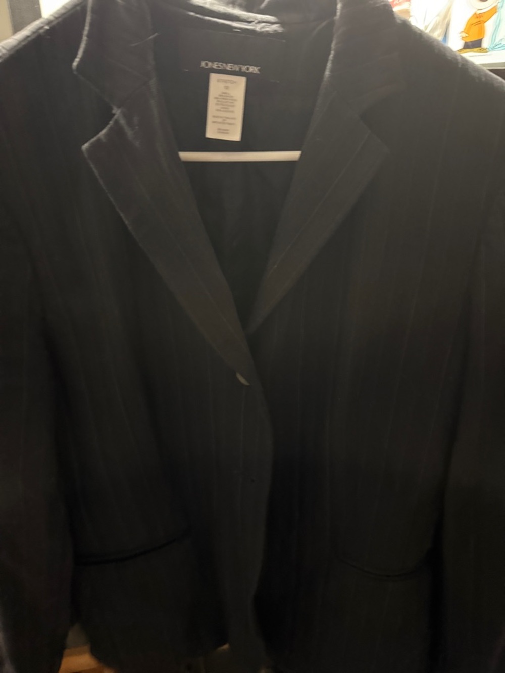 Jones New York Black Pinstripe Blazer
